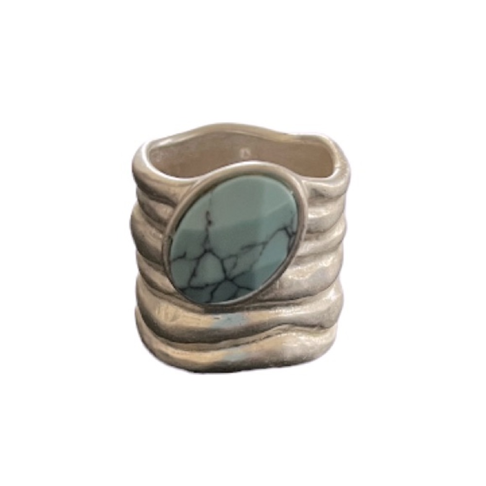 Women’s‎ silver and turquoise statement ring size 7-1/2.